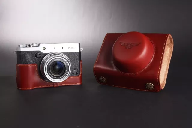 Handmade Genuine real Leather Full Camera Case bag cover for FUJIFILM X30