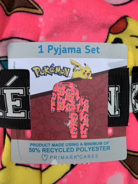 Pokemon Pikachu weiches Fleece Mädchen Pyjama Set Alter 10-11 Jahre Primark brandneu 2