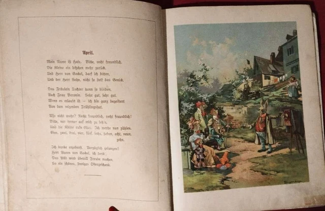 ALT Ein lustig Jahr der Tiere ca 1910 Ein fröhlich Bilderbuch Guggenberger Falke 3