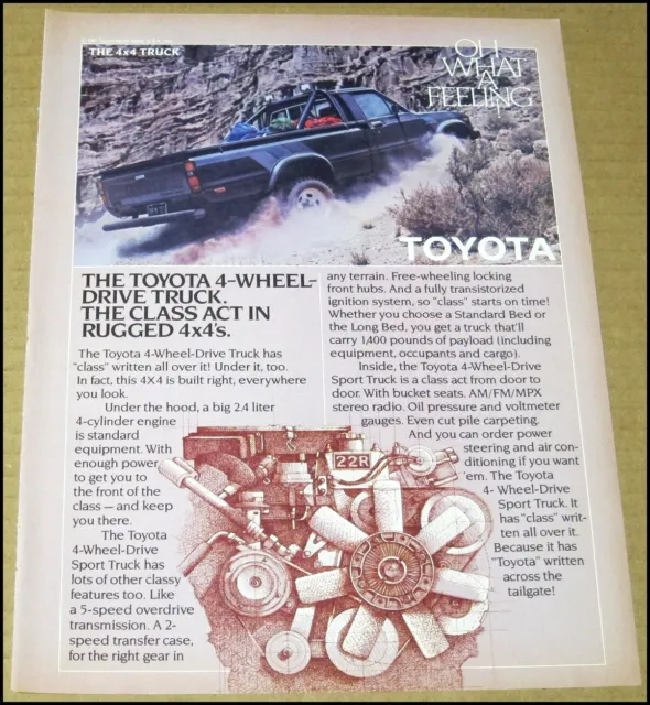 1982 Toyota 4x4 Truck Print Ad Advertisement Vintage 8.25" x 10.75" 4WD