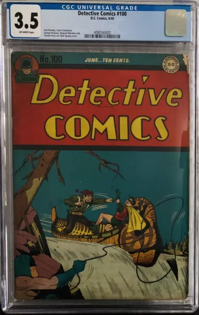 Detective Comics #100 Cgc 3.5 Vg- 1945 Golden Age Batman Dc Comics