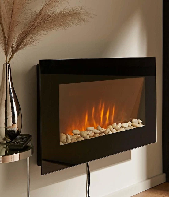 Beldray Panel BELDRAY POLLENSA 2KW Electric Wall Hung Fire Black Modern Heater £110. ...