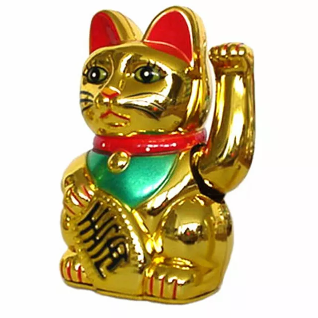 Winkekatze Glückskatze Maneki Neko Lucky Cat Color Gold Glücksbringer Größe XXL