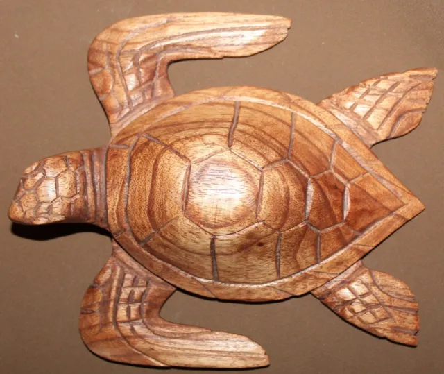 Vintage Hand Carved Wood Turtle Figurine