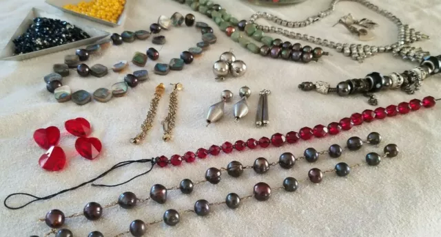 Vintage Big Lot of Beads, Findings, Focal Beads, Jewelry Making Supplies, 12 oz