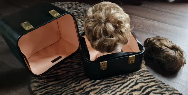 Cappello bagagli vintage Morton scatola parrucca supporto da viaggio e 2 X parrucche vendita padella tuli