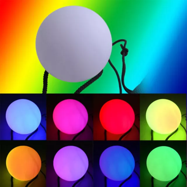 1 Pair Multicolor Glow POI LED Thrown Balls Light For Belly Dance Hand Prop UK 3