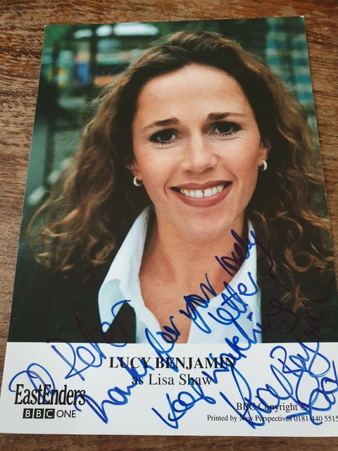 BBC EastEnders Lisa Shaw (Fowler) Hand Signed Cast Card Lucy Benjamin Autograph