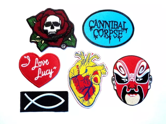 1x Biker Hippie Patches Embroidered Cloth Badge Applique Iron Sew On Heart Lucy