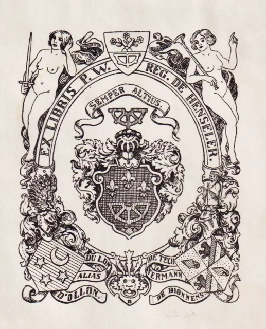 Exlibris Henseler Bookplate Ex-Libris Armoiries Coat Of Armes