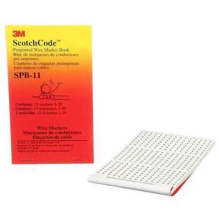 3M Spb-04 Wire Marker Book,Preprintd,Slf-Adhes,Pk5, Spb-04