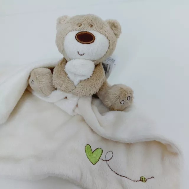 Mothercare Teddy bear Comforter cream brown green heart
