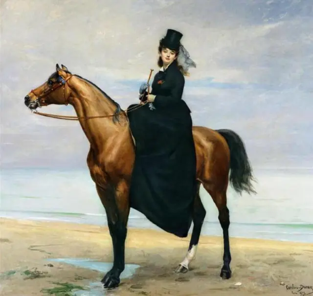 24"Handmade oil painting on canvas-Equestrian Portrait of Mademoiselle Croizette