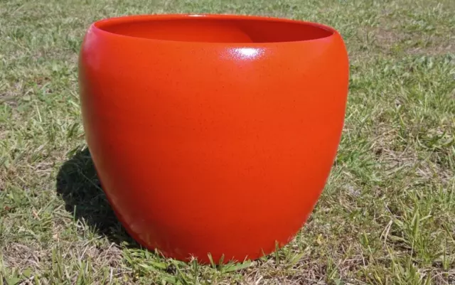 1960s Gainey Ceramics Pottery Speckled Orange J-10  Planter Pot 10x12