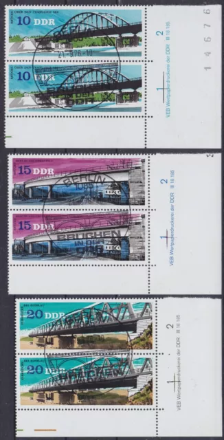 Briefmarken DDR Mi Nr. 2163-65 Druckvermerk  DV WPD Plattenfehler f30 ESST