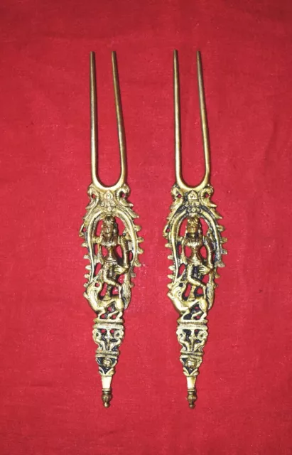 Brass Lord Vishnu Hair Pin 9.2'' Inches Ritual Dressing Table Showpieces EK976