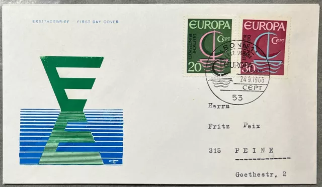 EUROPA 1966 Ersttagsbrief aus Nachlass