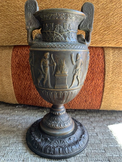 Ancien Vase Bronze à Décor Marin En Relief - Tortue, écrevisse, Crevette - Pièce Unique