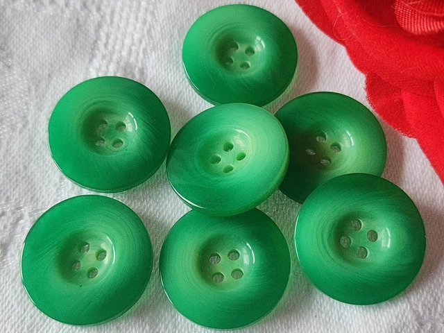 Lot De 8 Boutons Vintage Vert Crème Veiné Effet Corne - 2,2 Cm, Référence 2847