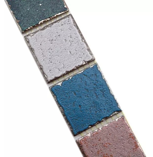 Bordo mosaico mosaico ceramica tessera mosaico vintage usato look colorato WB24BOR-1234