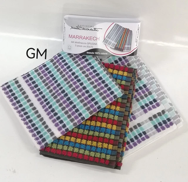 Set Strofinacci In Spugna Di Cotone 100% Colorati 12 Pezzi Misura Cm 50X70