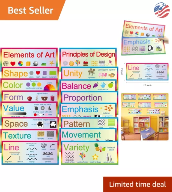 Art Posters - Set of 16 - 7x17 inches - Teaching Materials - Decoration