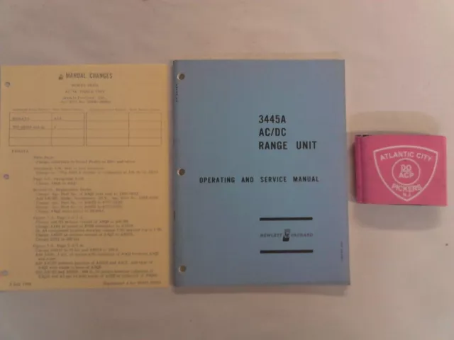 Hewlett Packard 3445A Ac/Dc Range Unit Operating & Service Manual 01774-3