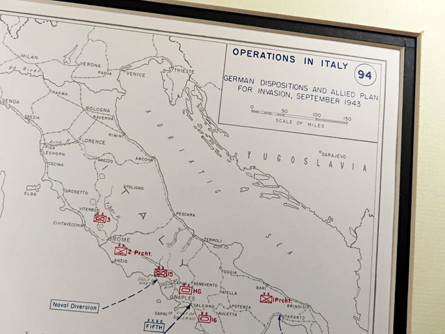 WW2 MAP ALLIED Operations Italy Invasion Plan Chart War Plan West Point 