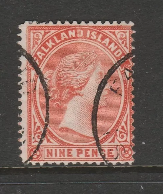 Falkland Islands 1891-1902 9d Pale reddish orange SG 35 Fine used.