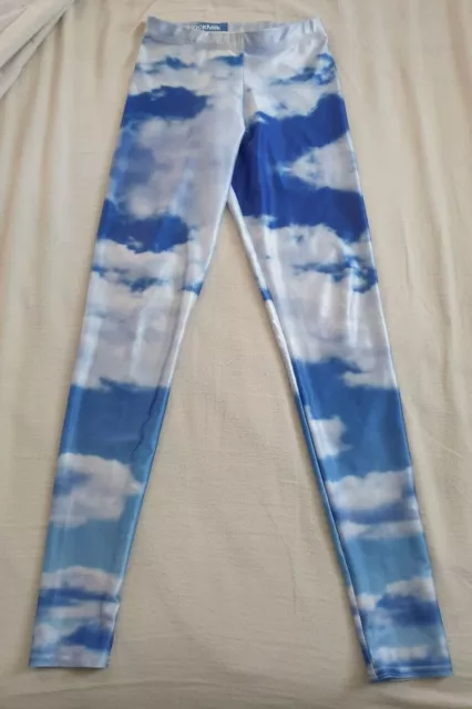 Black Milk Clothing Size S Clouds leggings DISCONTINUED SHINY FABRIC