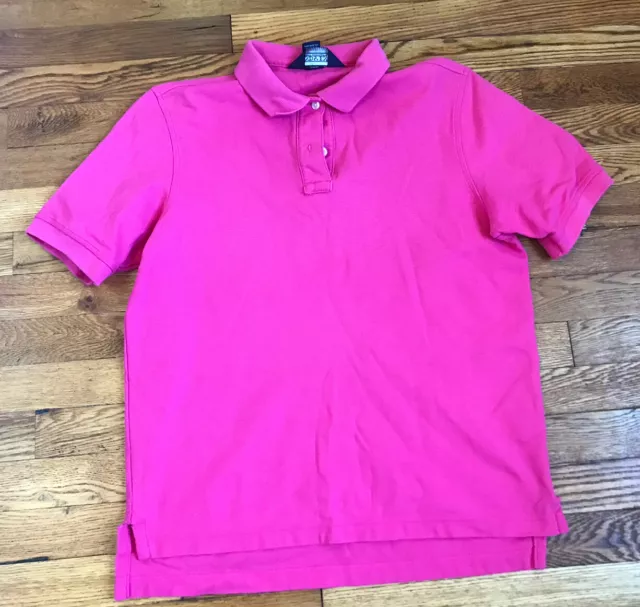 Lands End Women Polo Shirt Pink Size M 10-12 Knit  Short Sleeve Made in USA