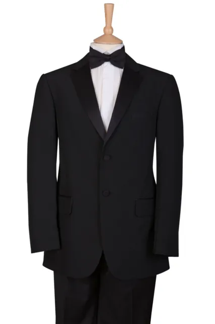 Black Tie Tuxedo Suit Tux Dj Jacket + Trousers Single Breasted 2 Piece Ex Hire