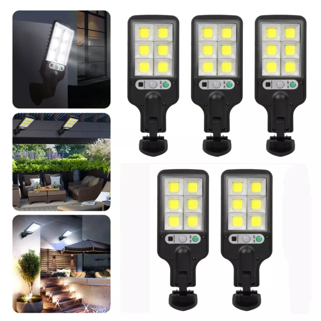 5Pcs LED Solar Straßenlampe Hofbeleuchtung Bewegungsmelder Solarleuchte Strahler