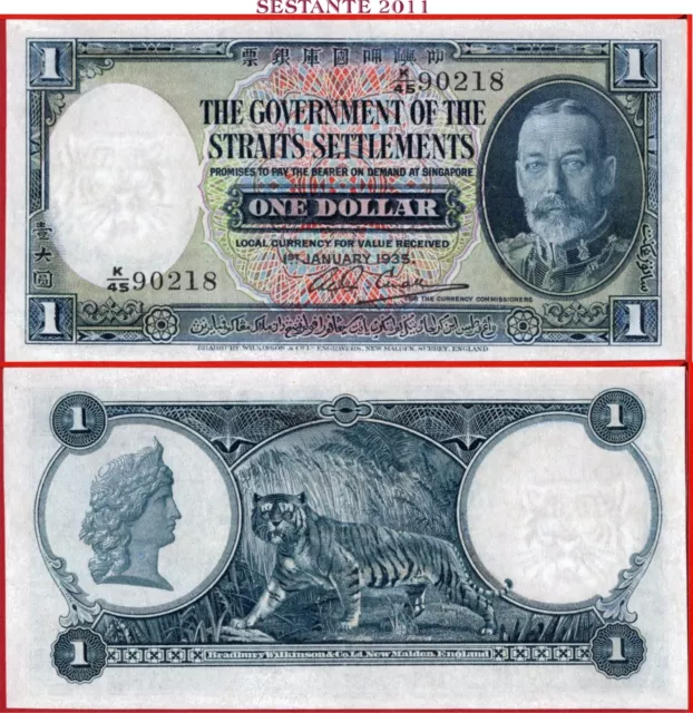 $ STRAITS SETTLEMENTS - 1 DOLLAR 1.1. 1935 - P 16b XF++; free shipping from 100$ $ STRAITS SETTLEMENTS - 1 DOLLAR 1.1. 1935 - P 16b XF++; free shipping from 100$
