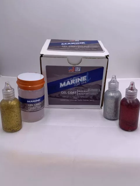 Marine Coat One - Complete Premium Bass Boat Gelcoat Marine Repair Kit (Silver)