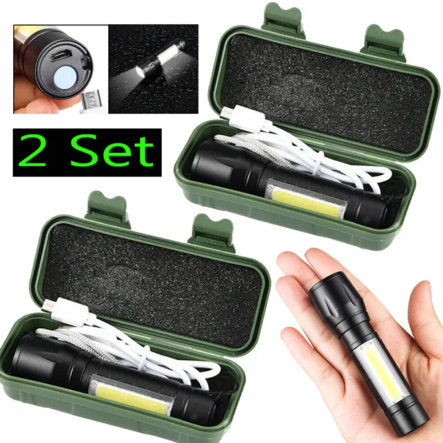 2PCS Mini LED Flashlight Handheld Small Torch Pocket Cycling Flashlight +Box