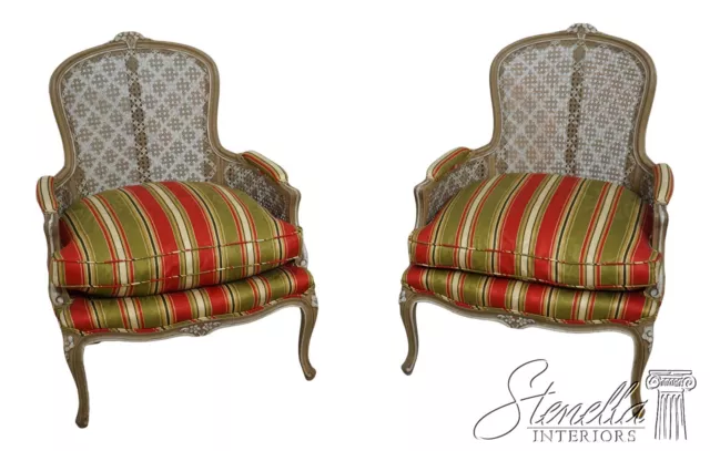 62350EC: Pair Louis XV Decorator Cane Back Bergere Chairs