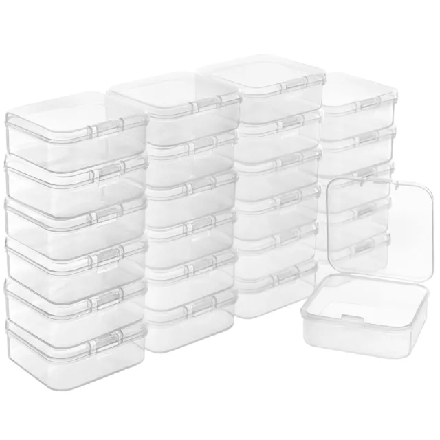BELLE VOUS Pequeñas cajas de almacenamiento de plástico transparente con tapa plegable (24