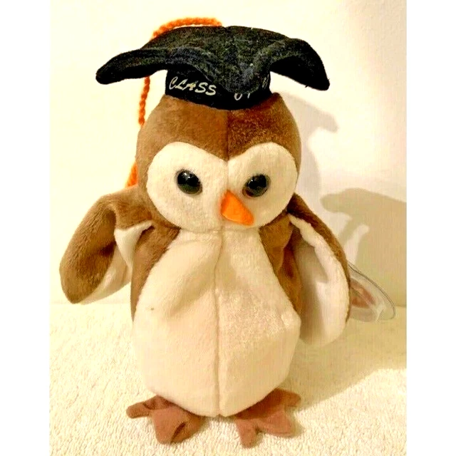 1998 Ty BEANIE BABY  “WISE” THE OWL - MINT TAGS, RETIRED ~ BRAND NEW