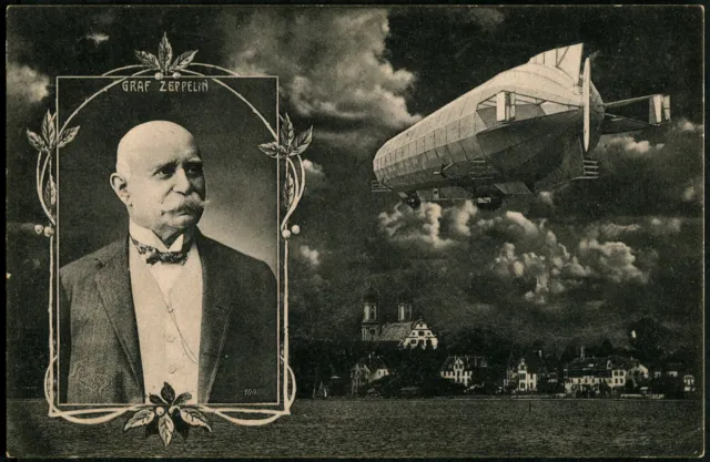 Ansichtskarte Reichsluftschiff neben Graf Ferdinand von Zeppelin