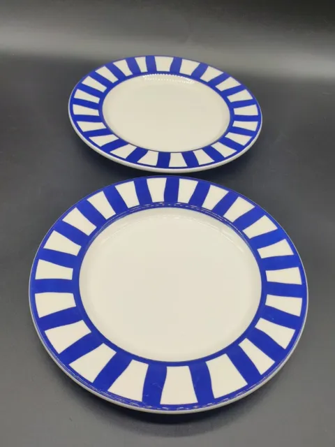 Set of 2 Windsor & Browne Italy Blue White Stripe WIB9 7.75" Salad Plates