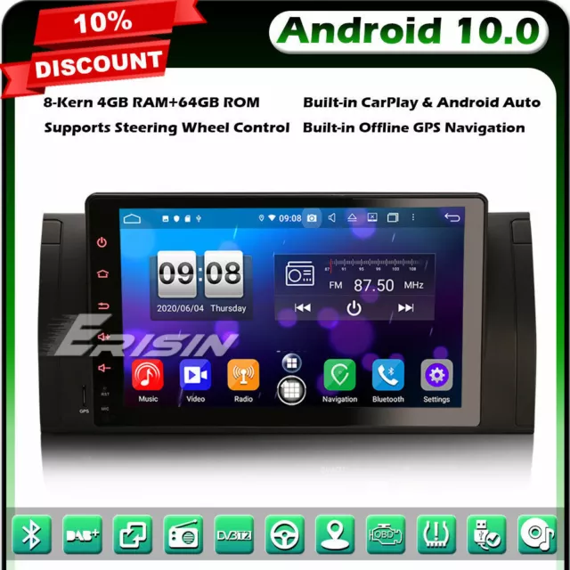 64GB 9" Android 10 DAB+ Autoradio pour BMW 5er E39 X5 M5 E53 TNT Canbus CarPlay