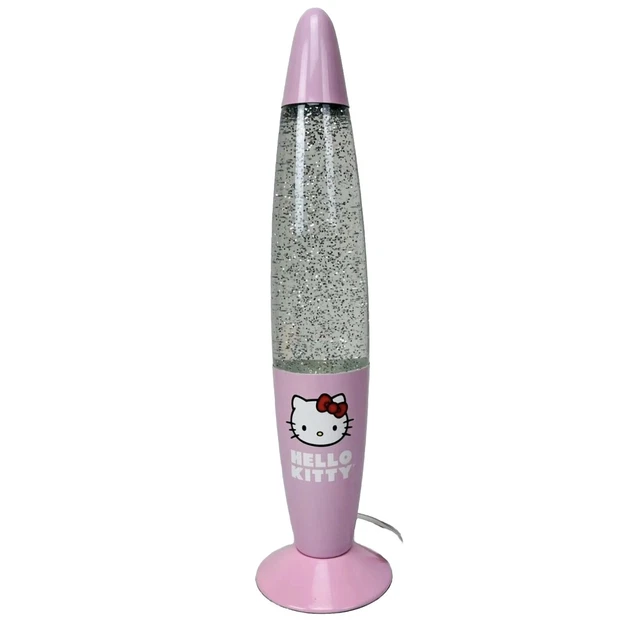 HELLO KITTY PINK Glitter Glow Lava Lamp Light Sparkles Motion 13” Inch