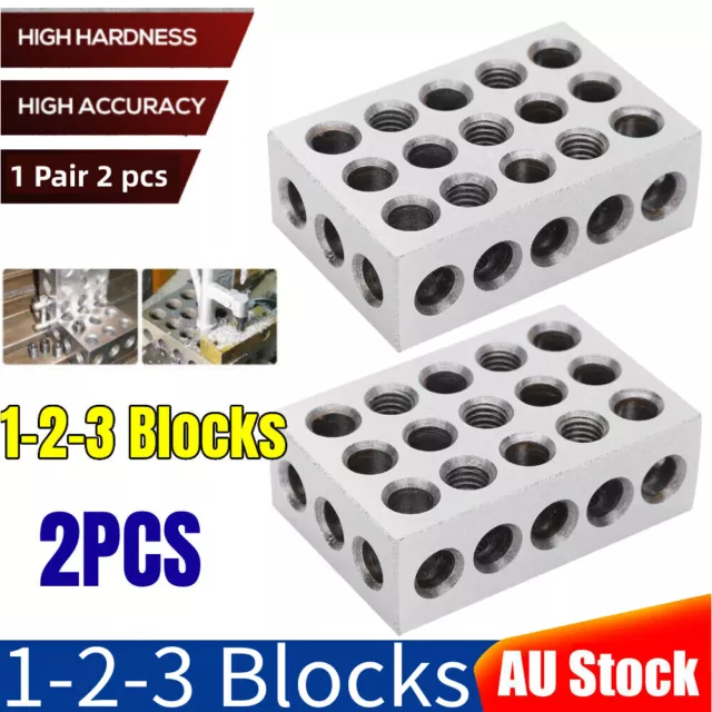 2Pcs 23 Holes 1-2-3 Blocks Set 0.0002' Precision Matched Mill Machinist 123 AU