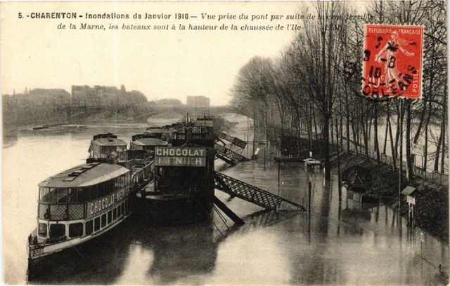 CPA CHARENTON view taken from the bridge Floodations 1910 (569793)