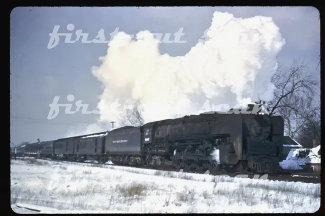R DUPLICATE SLIDE - New York Central NYC 6017 STEAM Action in Snow South Bend 53