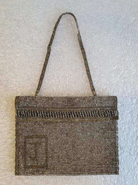 Antique / Vintage Heavy Metal/Steel Beaded Purse - French?