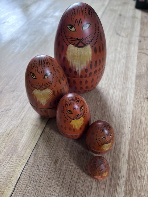 Poupées Gigognes Matriochka Hibou 5 Pièces En Bois - 11cm, Fait Main En Ukraine, Décoration Ou Cadeau