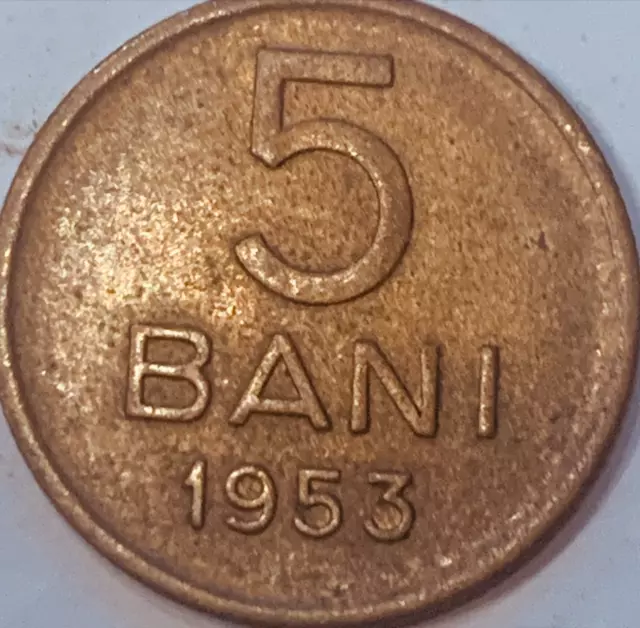 "Rare Gem from the Iron Curtain: 1953 Romania 5 Bani Coin - A Collector's Dream"