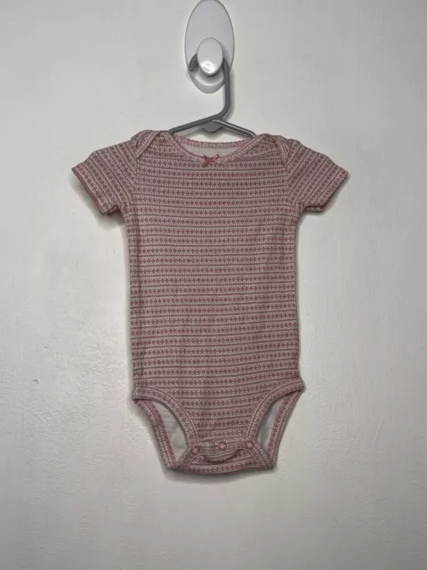 Carters One Piece Bodysuit Baby Girls Size 6-9 Months Pink Short Sleeve